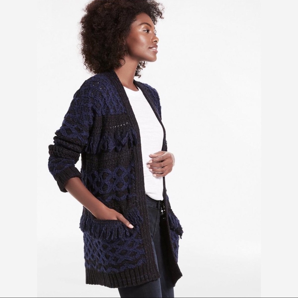 NWT Lucky Brand Knit Fringe Cardigan Sz Medium